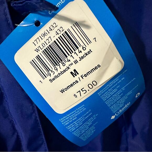 NWT Columbia Blue switchback Jacket Waterproof Lightweight windbreaker sz Medium - Picture 10 of 11